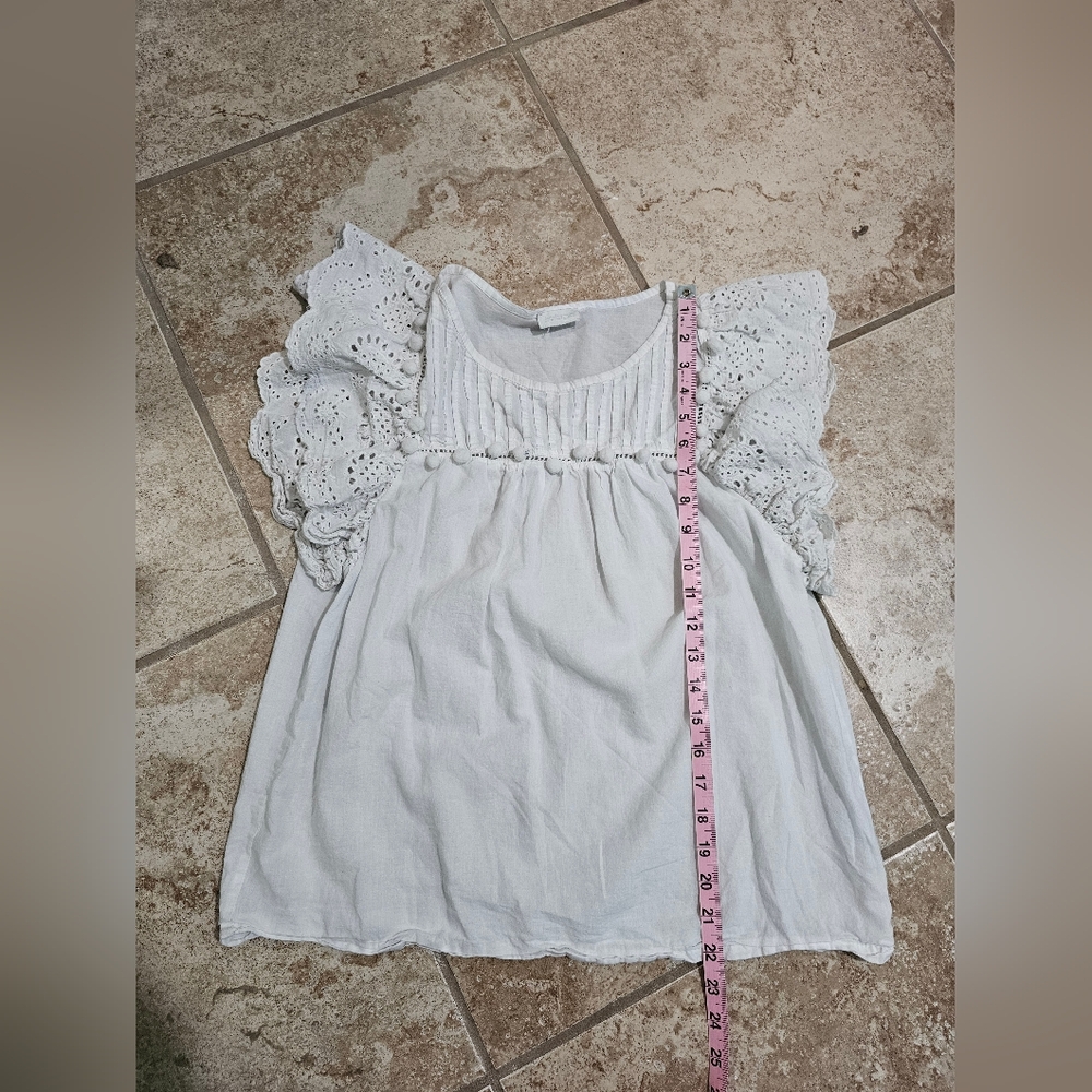 Jennifer & Grace Women’s Medium Boho Cottagecore White Eyelet Ruffle Blouse Top - Picture 7 of 7